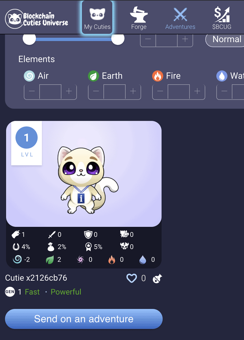 Tính năng forge trong game Blockchain Cuties