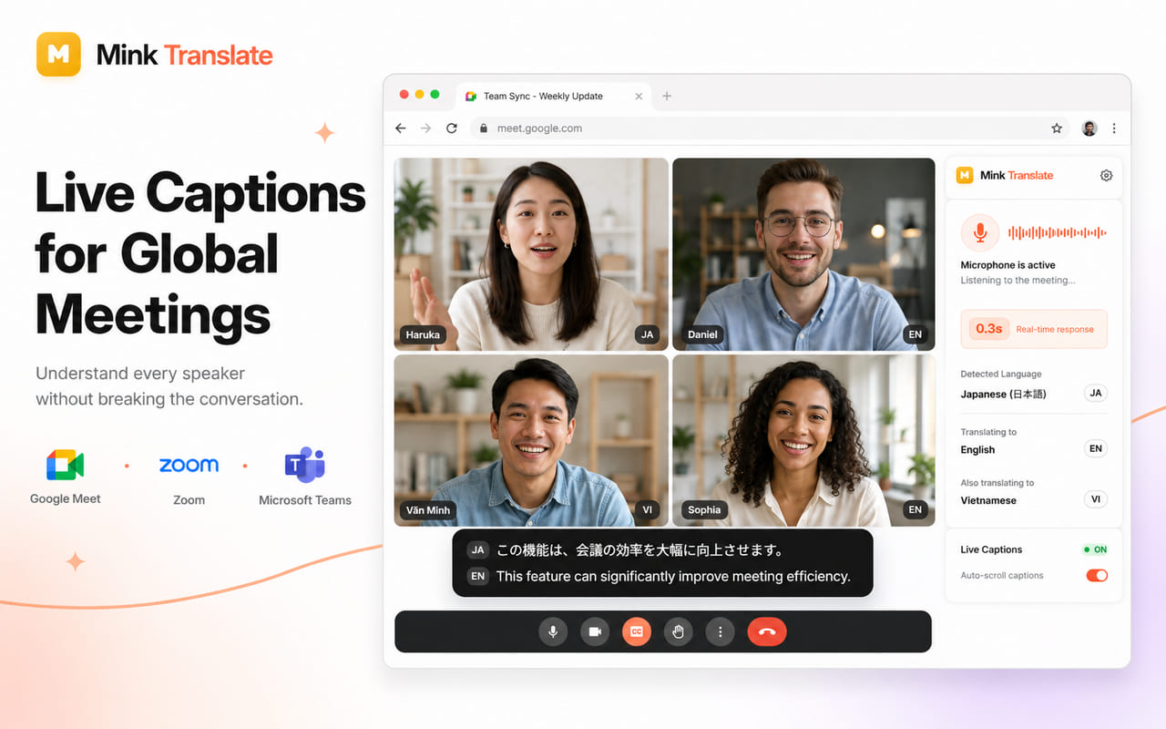 Mink Translate dịch từ Video, Meeting hỗ trợ 100+ ngôn ngữ, tốc độ tức thì 2 Mink Translate dịch từ Video, Meeting hỗ trợ 100+ ngôn ngữ, tốc độ tức thì