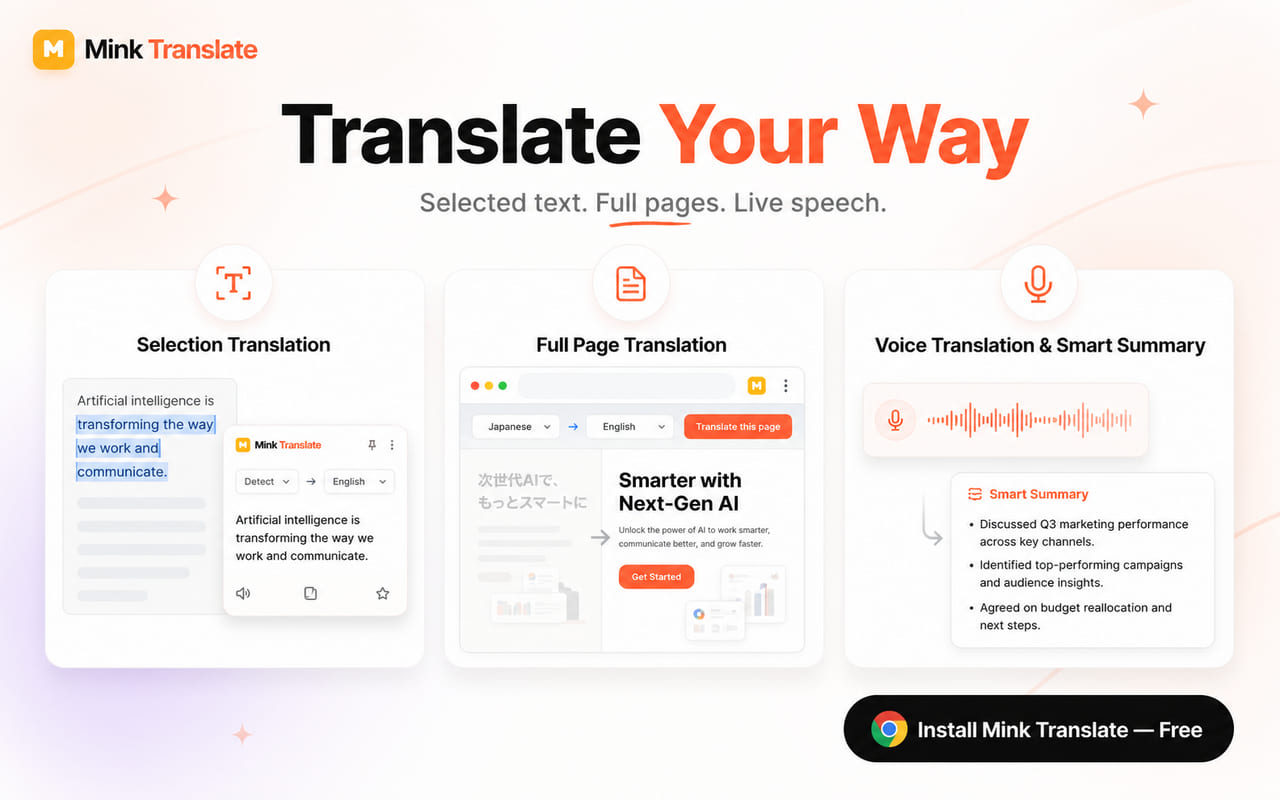 Mink Translate dịch từ Video, Meeting hỗ trợ 100+ ngôn ngữ, tốc độ tức thì 4 Mink Translate dịch từ Video, Meeting hỗ trợ 100+ ngôn ngữ, tốc độ tức thì